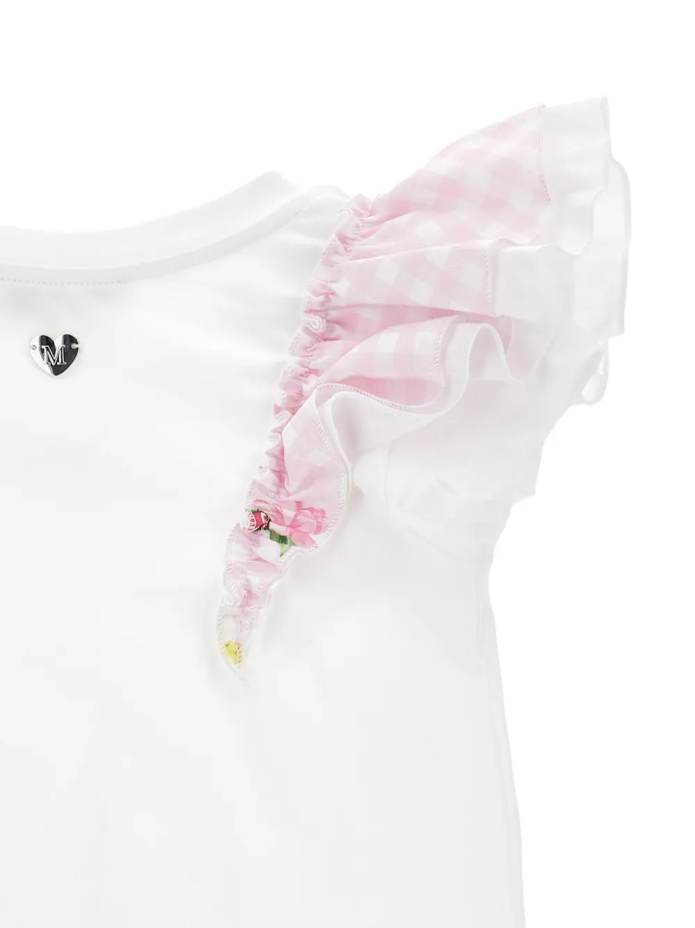 Monnalisa T-shirt met ruchemouwen Wit