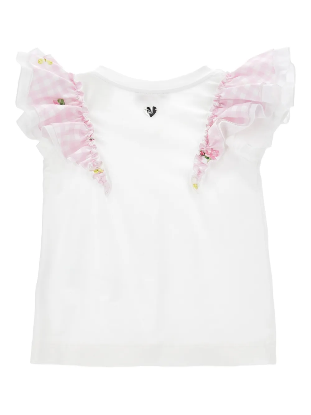 Monnalisa T-shirt met ruchemouwen Wit