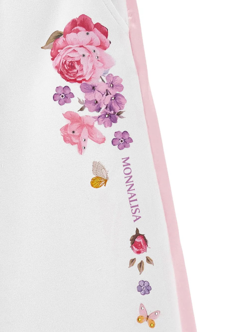 Monnalisa Trainingsbroek met bloemenprint en streepdetail Wit