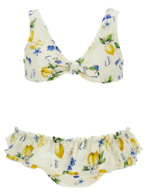 Monnalisa bikini estampado con volantes