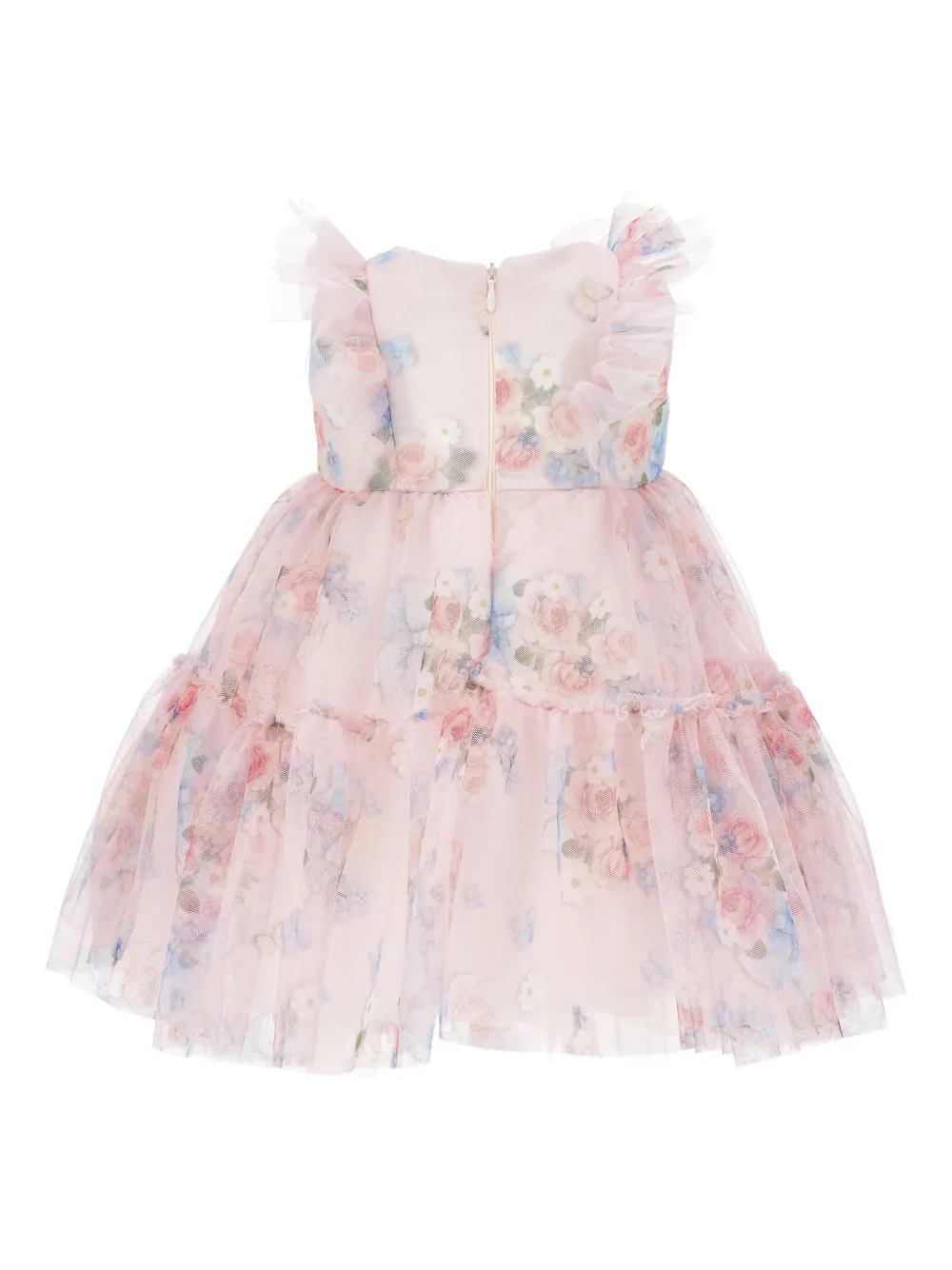 Monnalisa Jurk met ruches en bloemenprint Roze