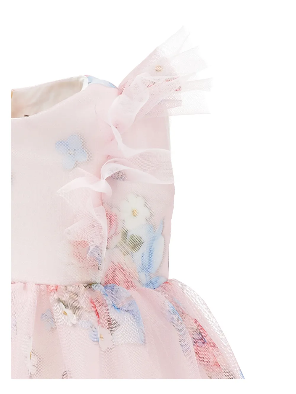 Monnalisa Jurk met ruches en bloemenprint Roze