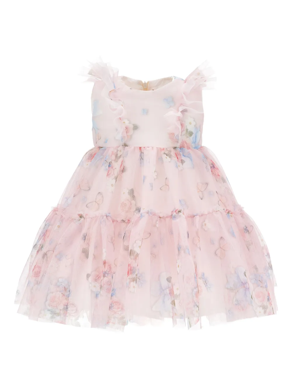 Monnalisa Abito a fiori con ruches - Rosa