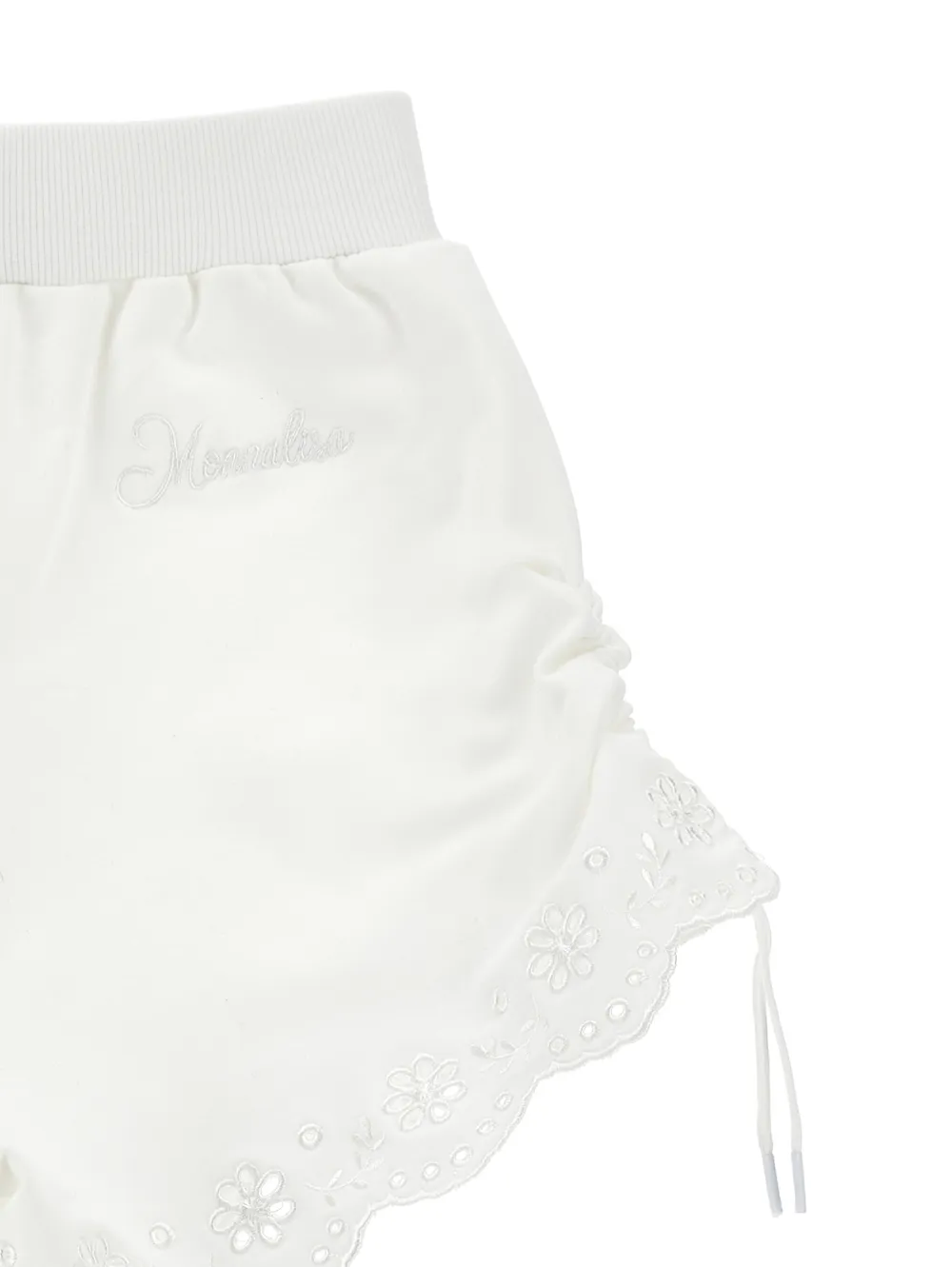  Monnalisa Drawstring Floral Shorts - White 