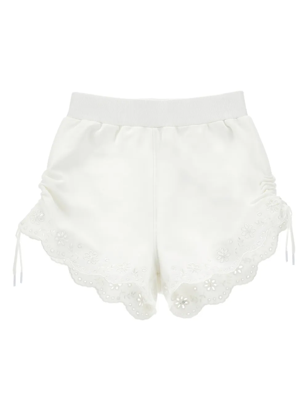  Monnalisa Drawstring Floral Shorts - White 