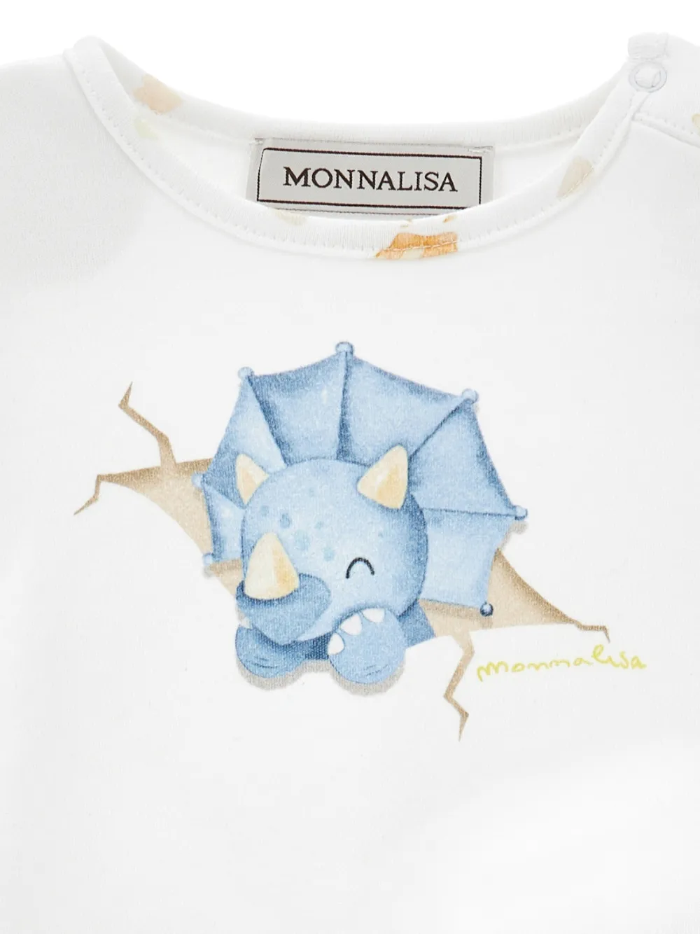  Monnalisa Dinosaur-print Shorts Set - White 