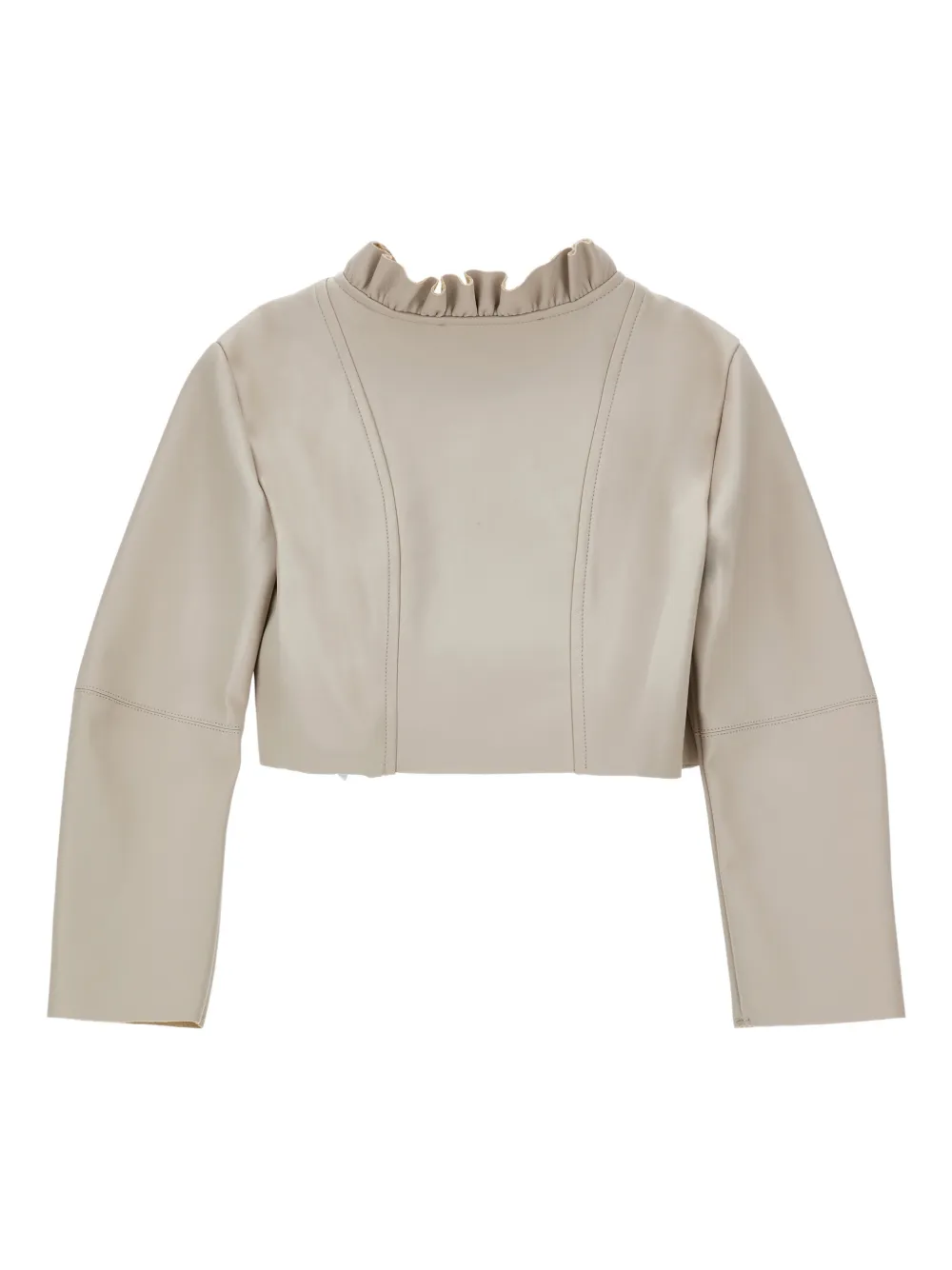  Monnalisa Ruffled Zip Jacket - Neutrals 