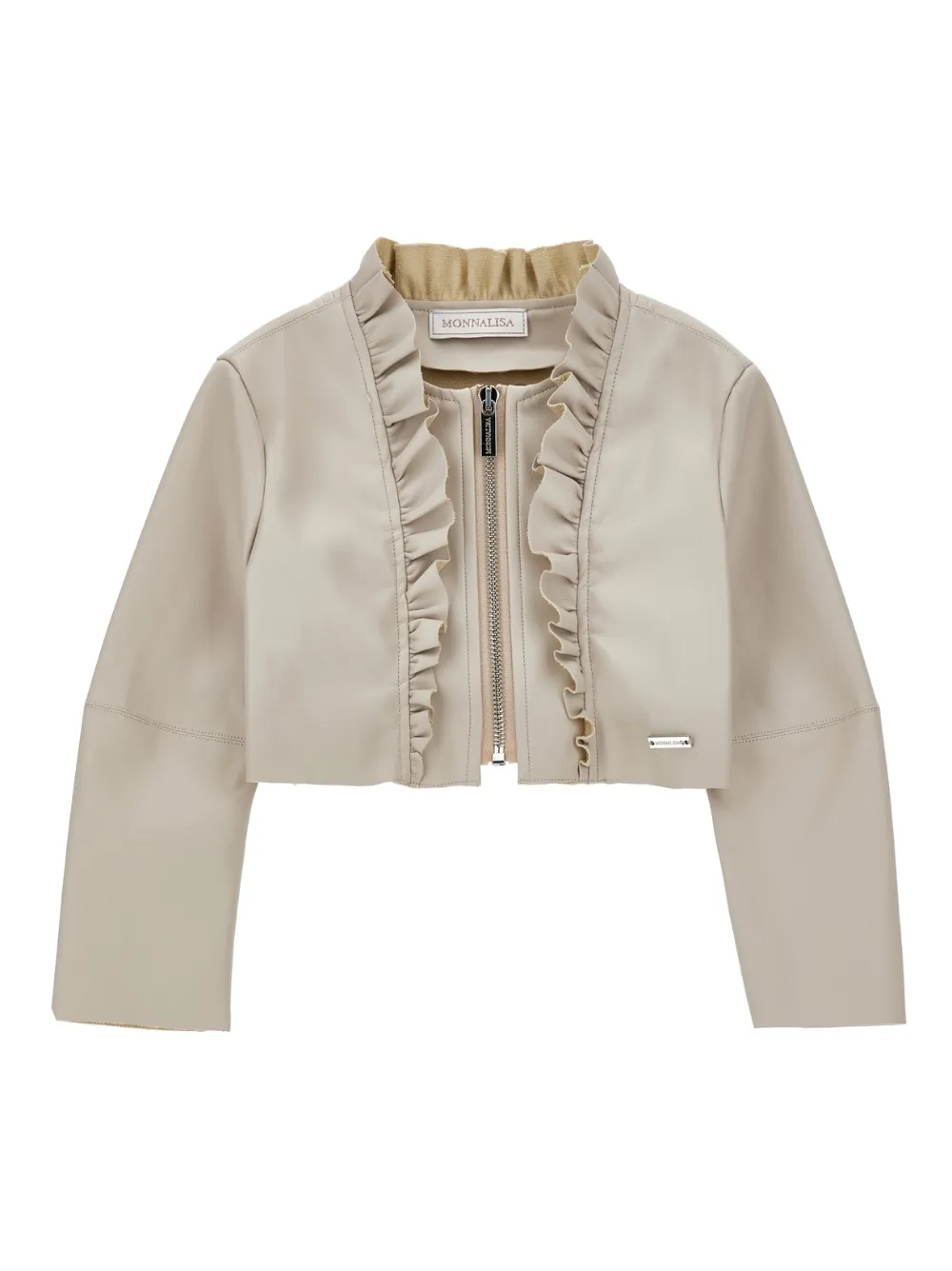 Monnalisa Giacca con zip e ruches - Toni neutri