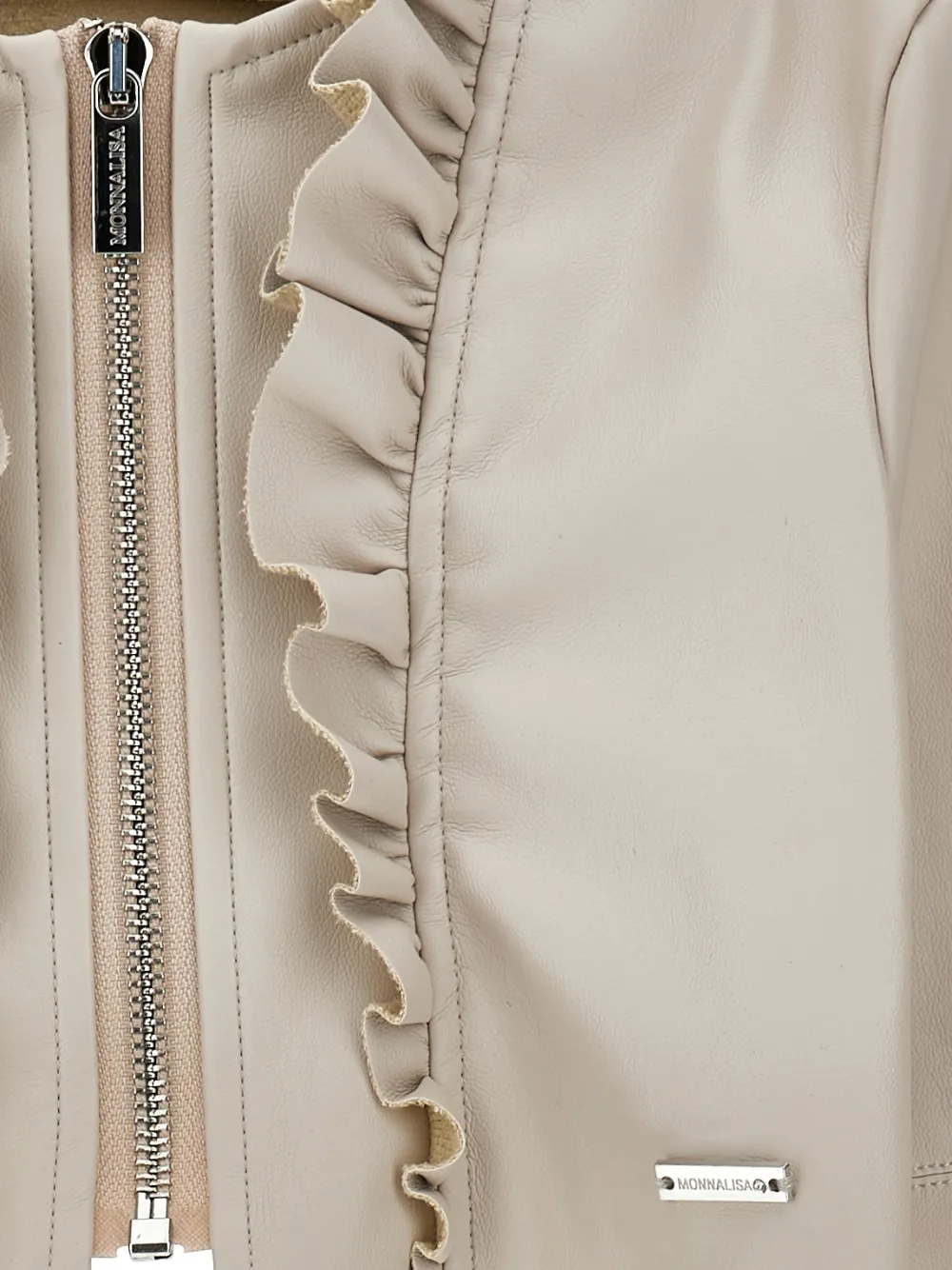  Monnalisa Ruffled Zip Jacket - Neutrals 