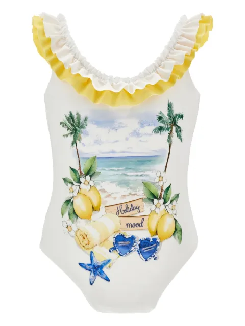 Monnalisa ruffled printed swimsuit