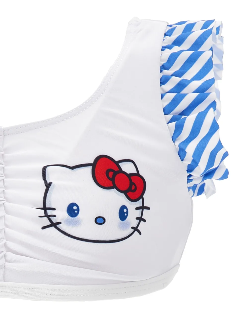  Monnalisa X Sanrio Hello Kitty Striped Ruffled Bikini - White 