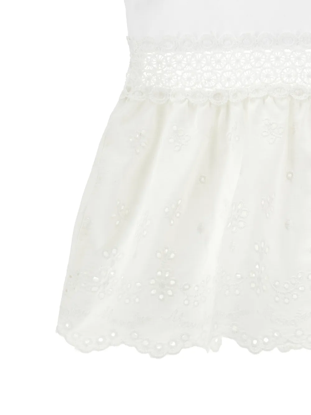 Monnalisa Top met geborduurd kant Wit