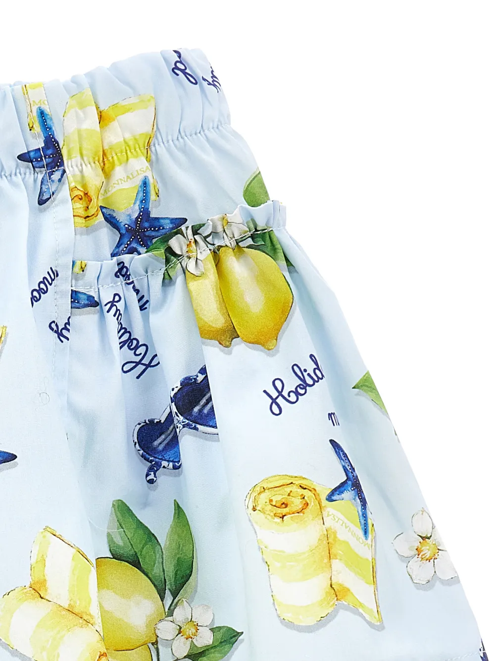 Monnalisa Holiday Mood shorts met print Blauw