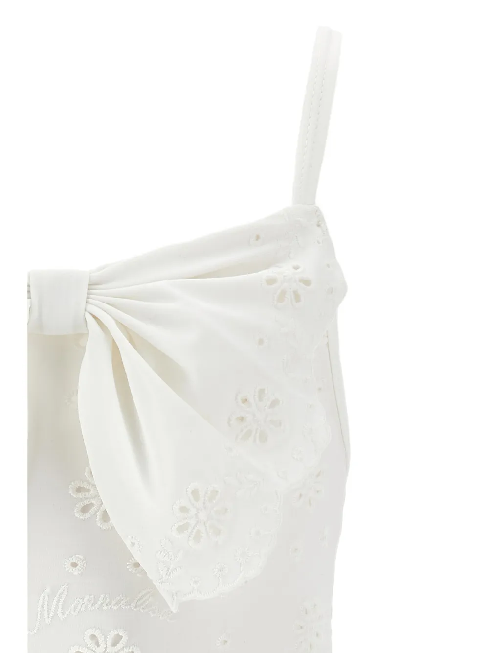 Monnalisa Badpak met bloemenprint en strik Wit