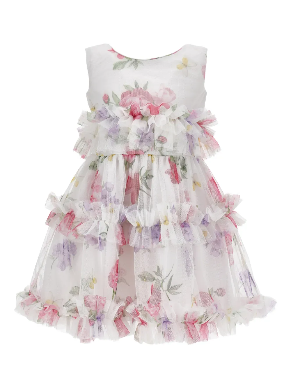 Monnalisa Abito con stampa a fiori - Bianco