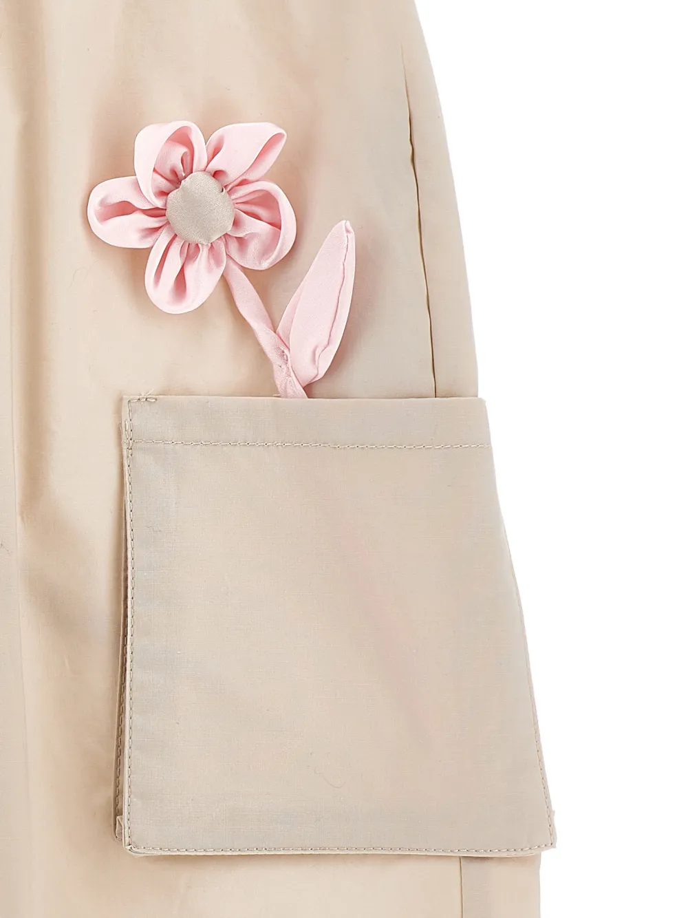  Monnalisa Flower Appliqué Cargo Trousers - Neutrals 