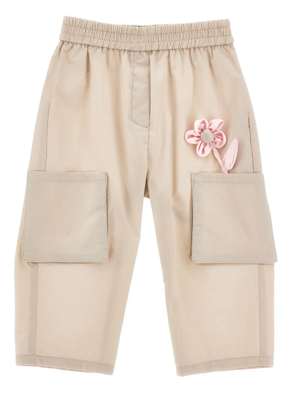 Monnalisa Cargohose mit Blumenapplikation - Nude