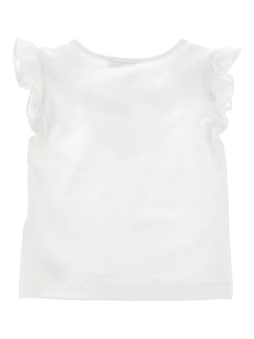 Monnalisa T-shirt met ruches en hart-applicatie Wit