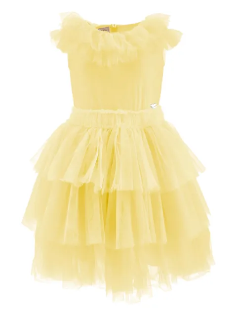 Monnalisa Vestido com babados e camadas