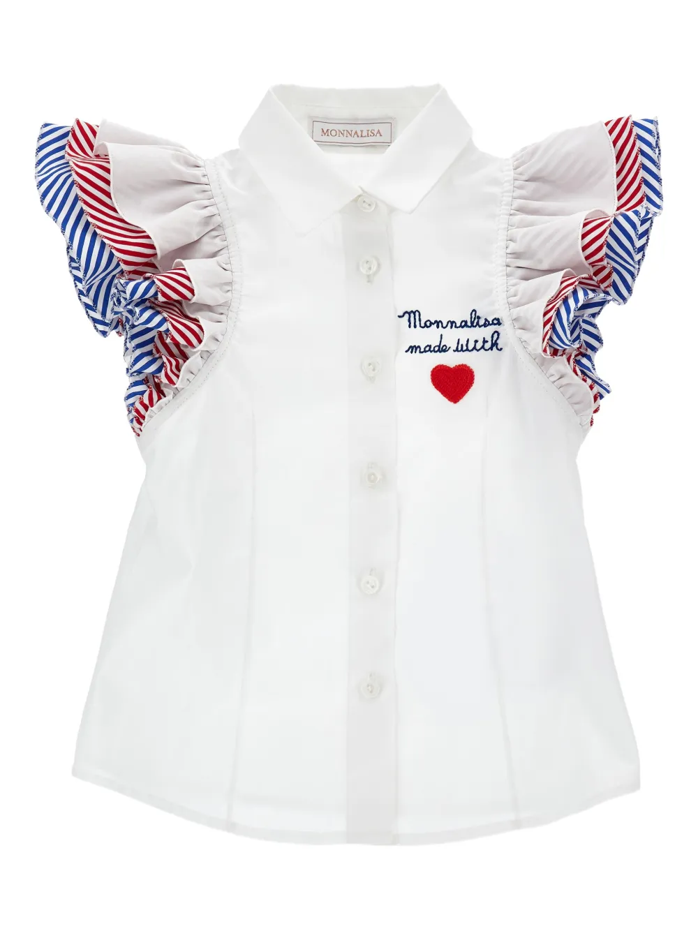 Monnalisa Hemd mit Rüschenärmeln - Weiß