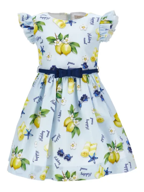 Monnalisa ruffled bow-belt dress
