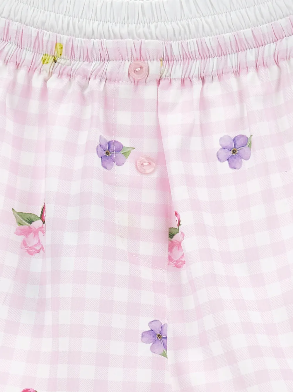  Monnalisa Gingham Floral-print Shorts - Pink 
