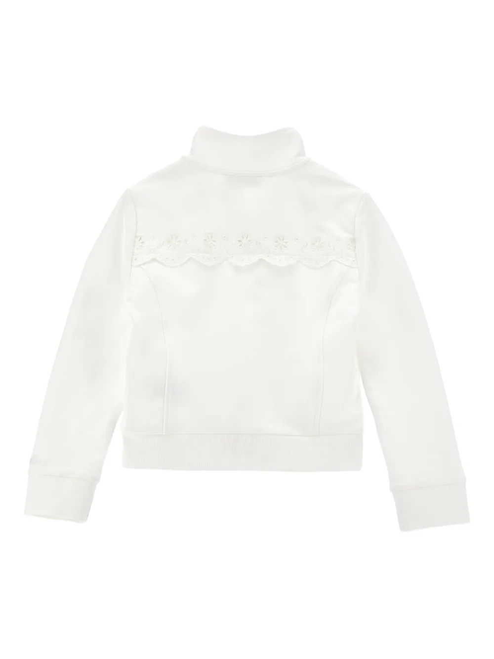 Monnalisa Sweater met bloemenkant Wit