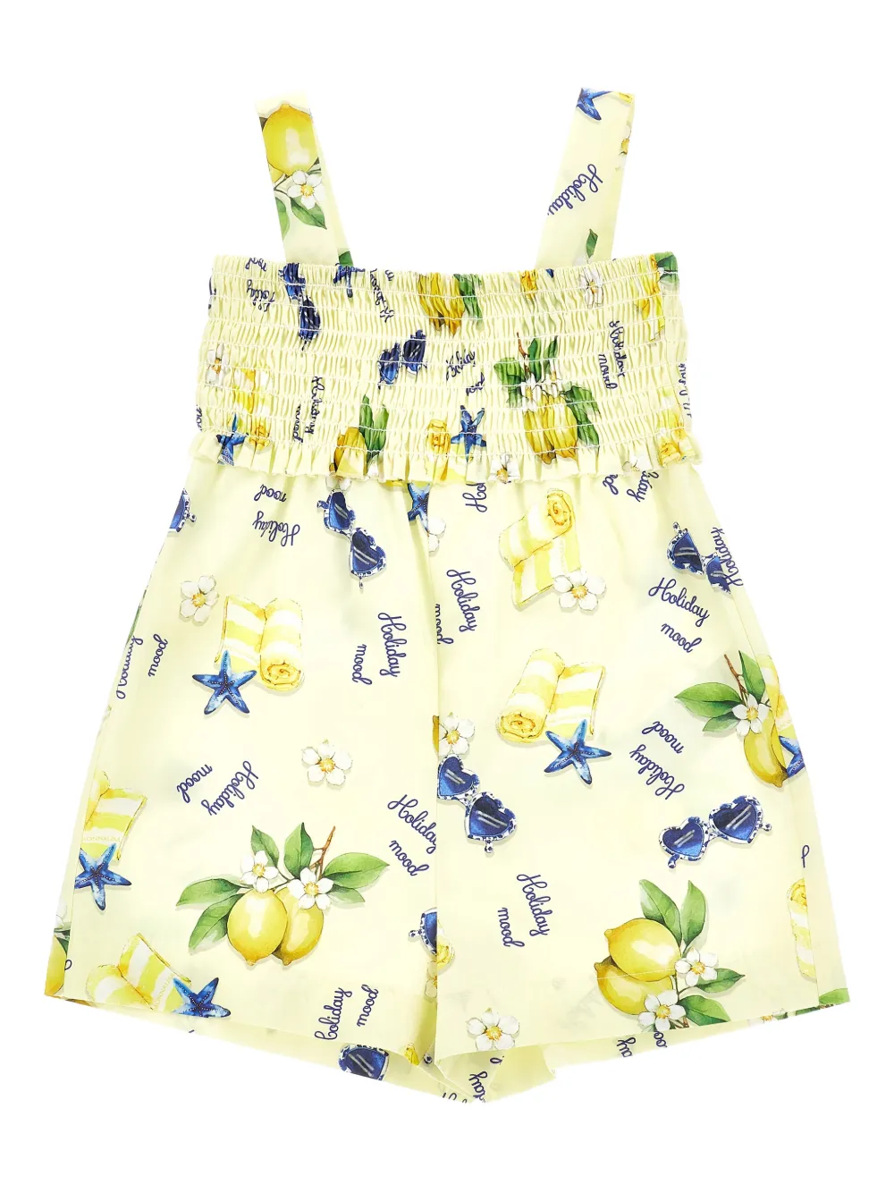 Monnalisa Gesmokter Playsuit mit Print - Gelb