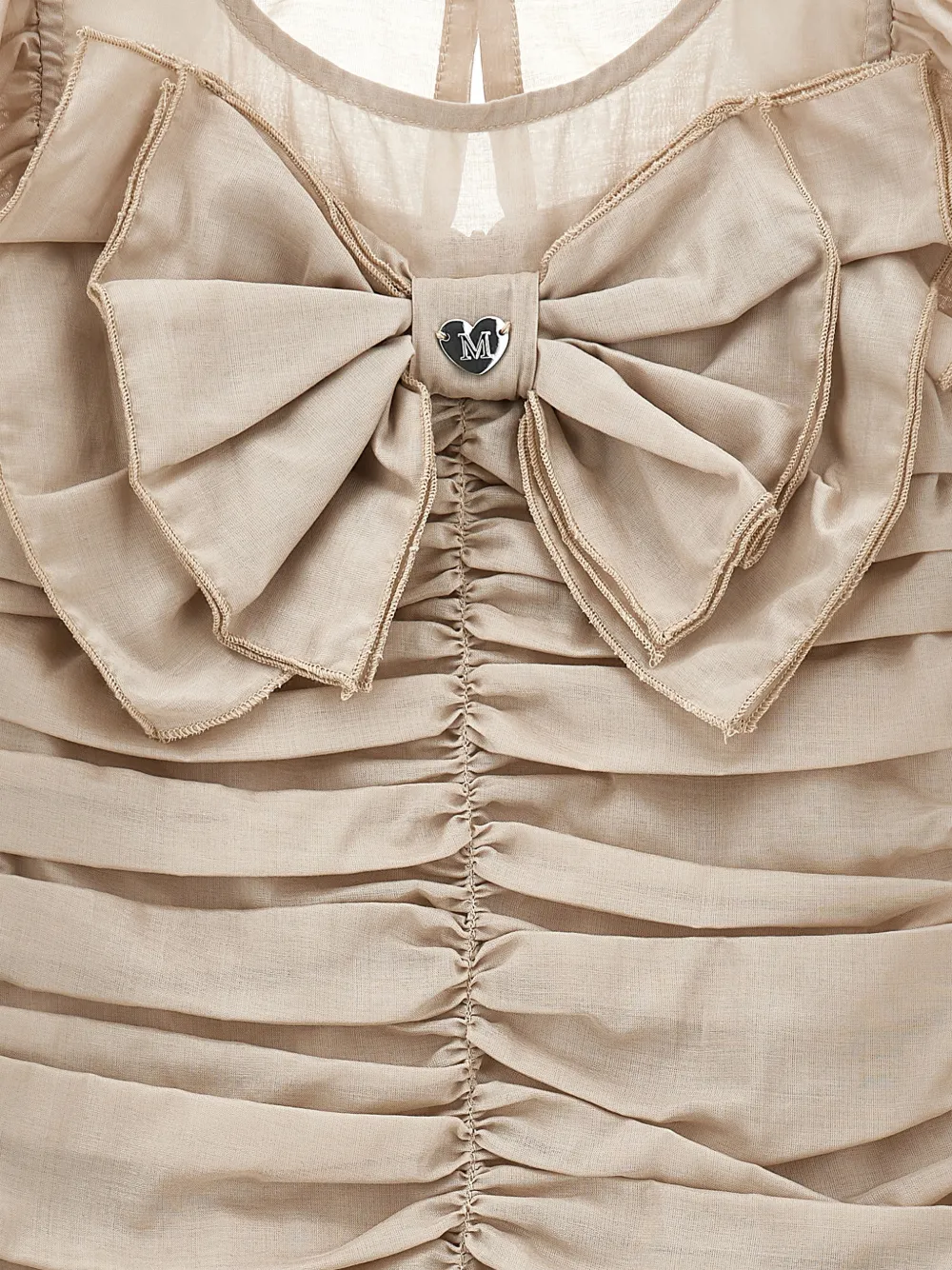  Monnalisa Ruffled Bow-embellishment Dress - Neutrals 