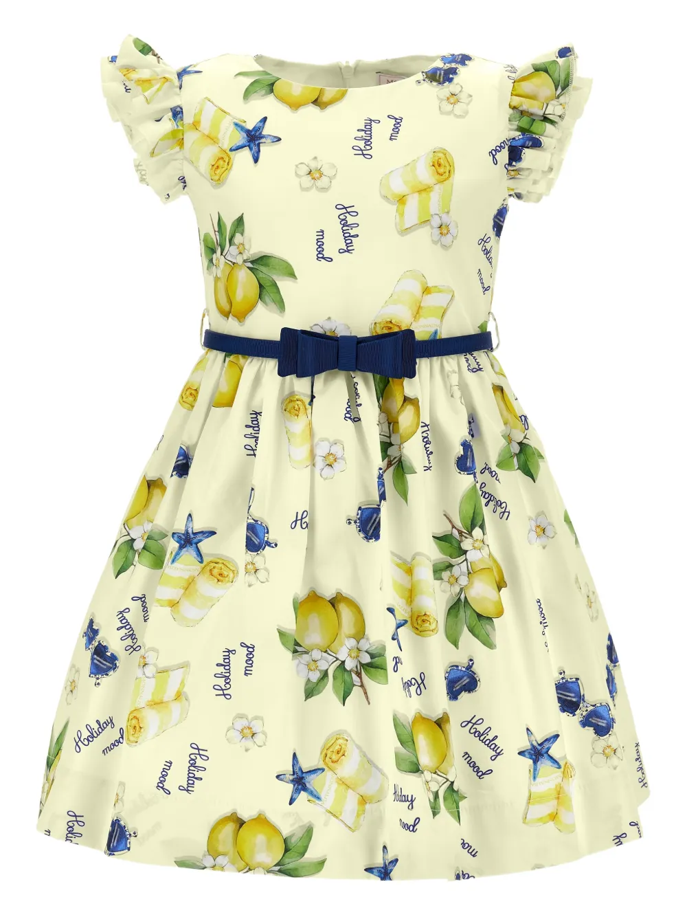 Monnalisa Abito arricciato con stampa - Giallo