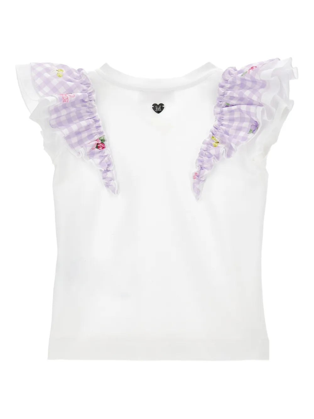 Monnalisa T-shirt met ruchemouwen Wit