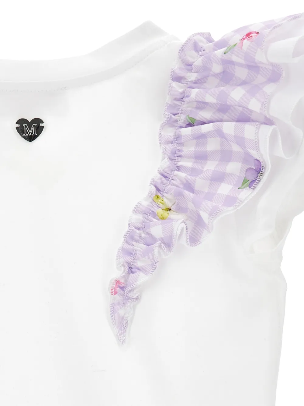 Monnalisa T-shirt met ruchemouwen Wit