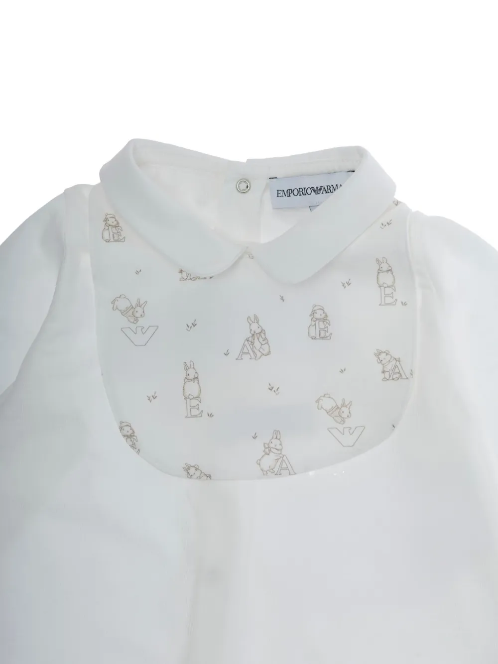 Emporio Armani Kids Katoenen romperset met kraag Wit