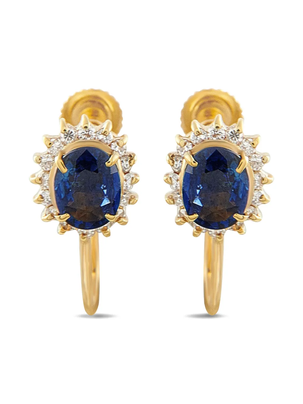 LB EXCLUSIVE Pre-owned 18k Yellow Gold Diamond And Sapphire Earrings