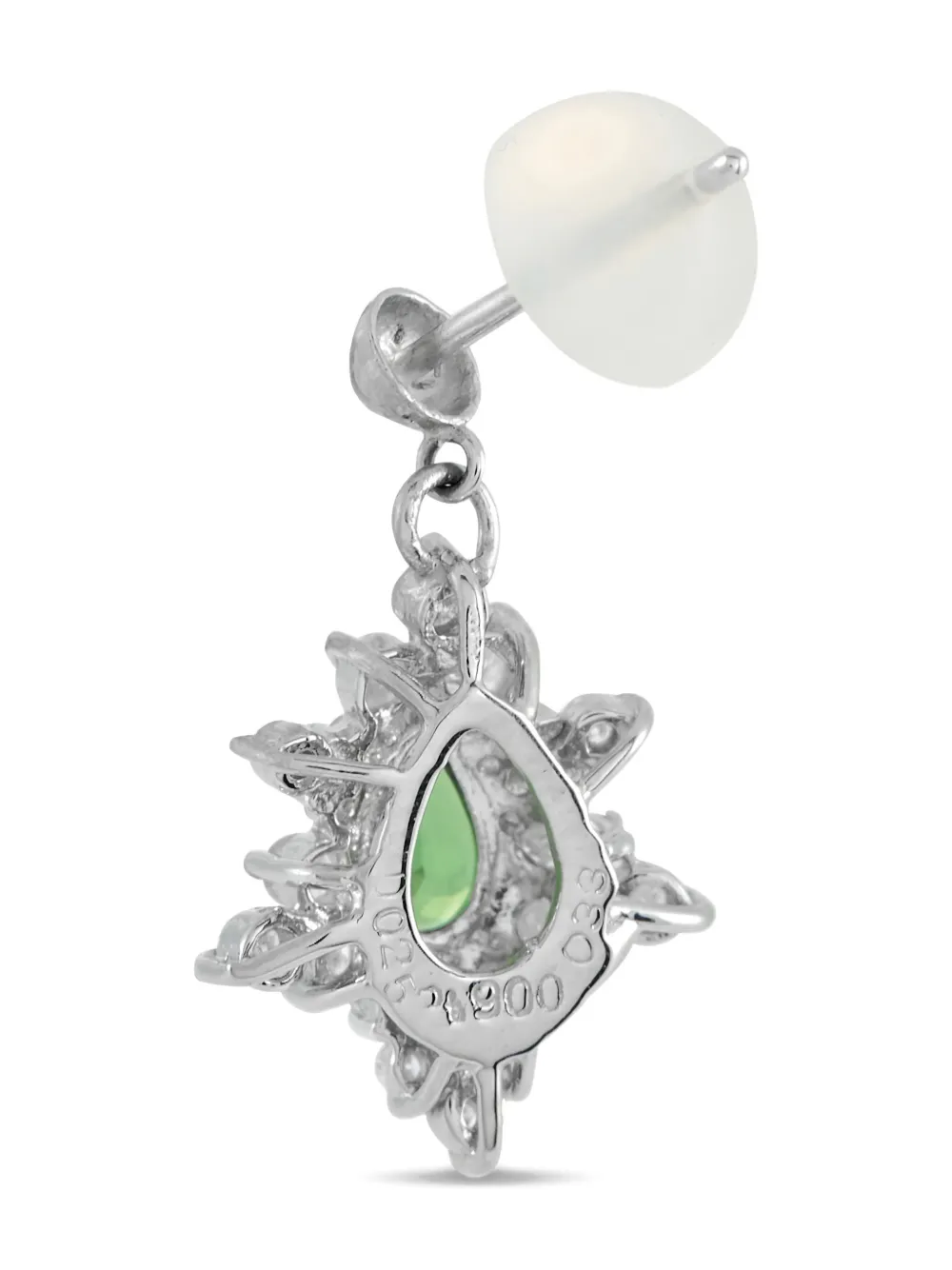 LB EXCLUSIVE Pre-owned Platinum Diamond And Tsavorite Earrings In Silver