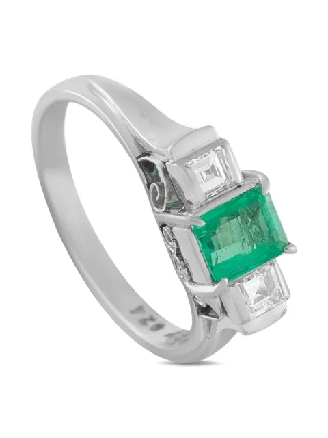 LB Exclusive platinum diamond and emerald ring