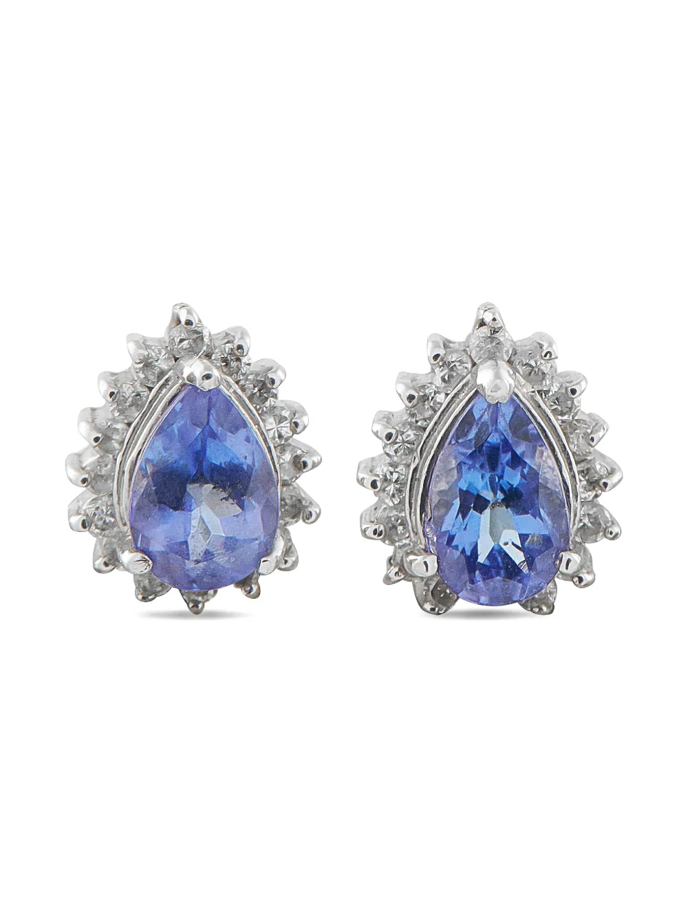 LB EXCLUSIVE Pre-owned Platinum Diamond And Tanzanite Earrings In Silver