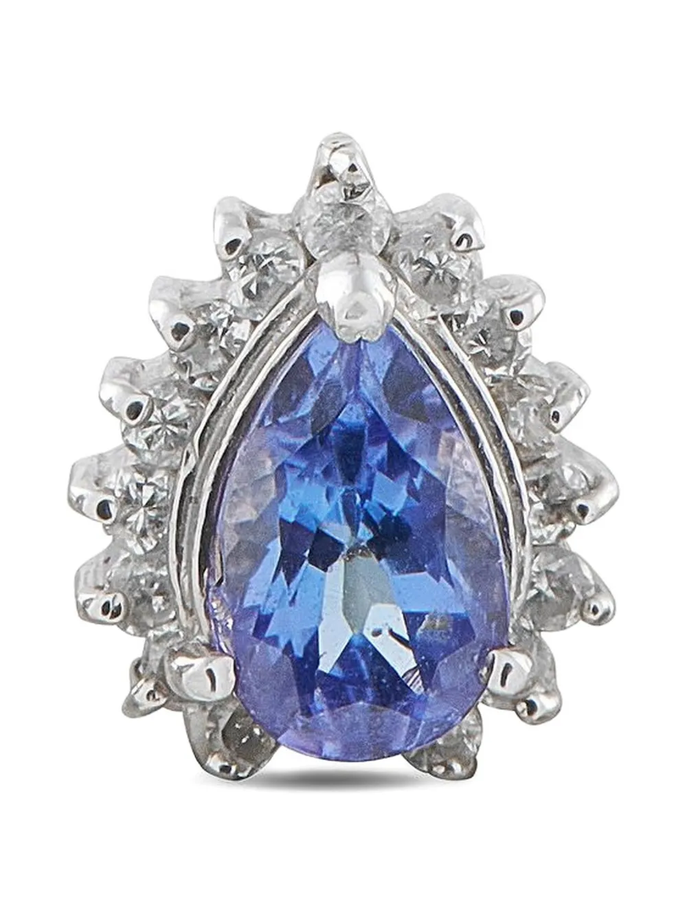 LB EXCLUSIVE Pre-owned Platinum Diamond And Tanzanite Earrings In Silver