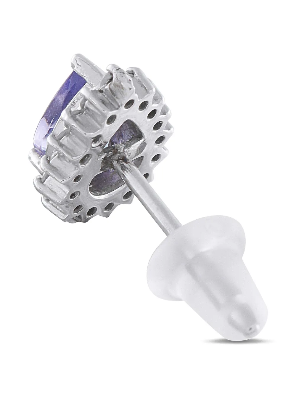 LB EXCLUSIVE Pre-owned Platinum Diamond And Tanzanite Earrings In Silver