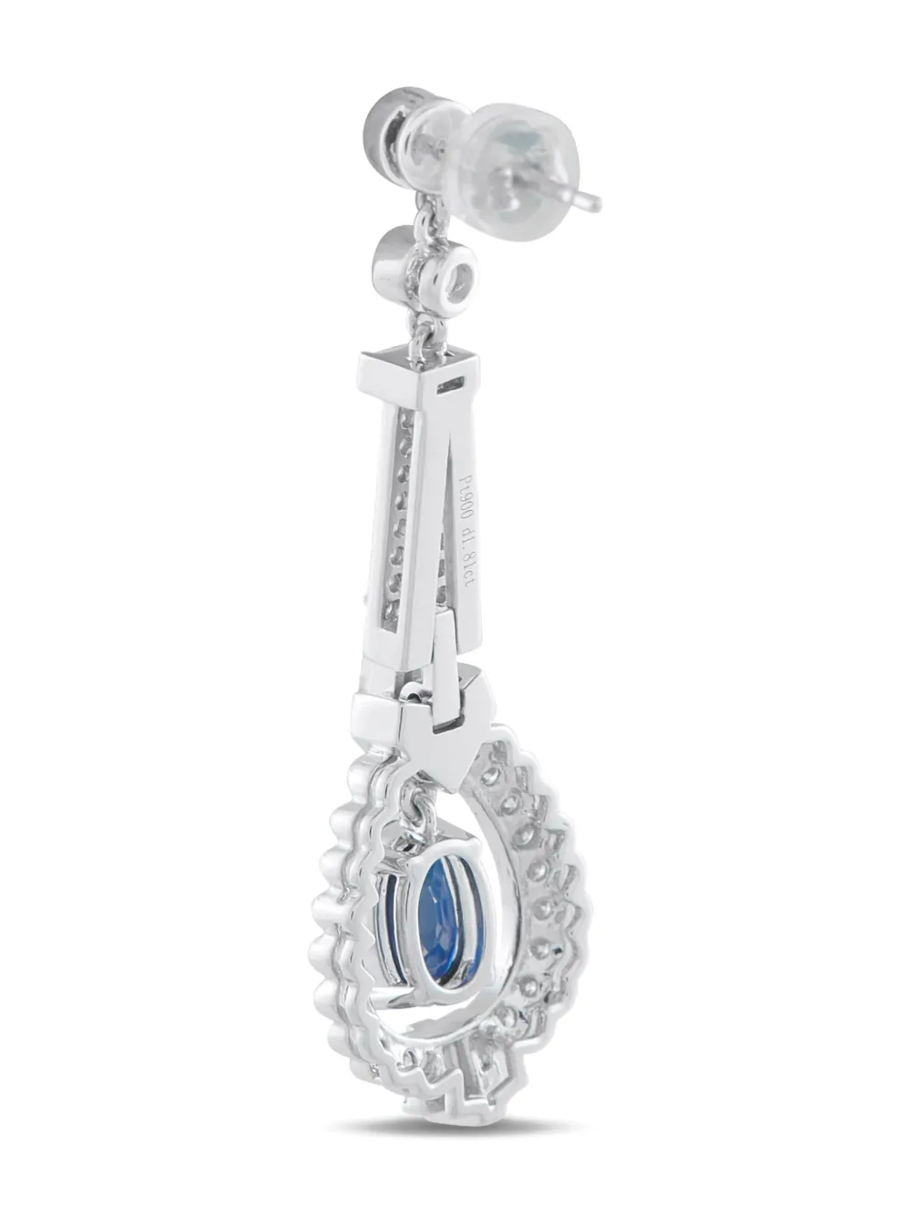 LB EXCLUSIVE Pre-owned Platinum Diamond And Sapphire Drop Earrings In Silver