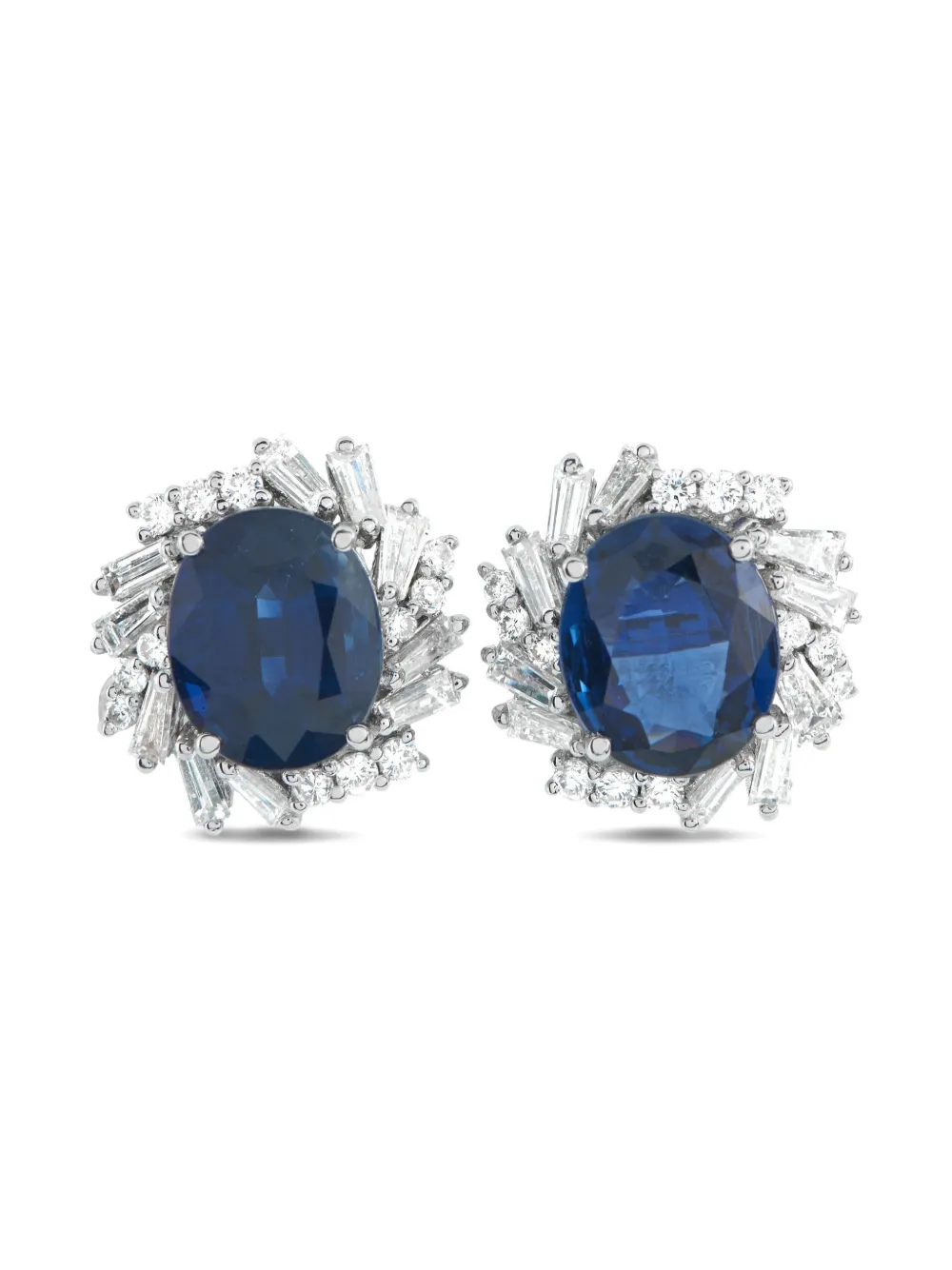 LB EXCLUSIVE Pre-owned Platinum Diamond And Sapphire Earrings In Silver