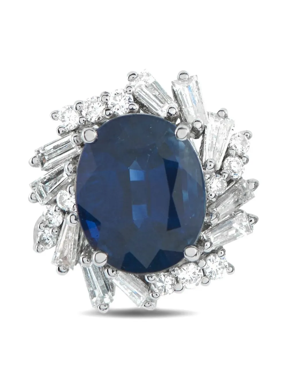 LB EXCLUSIVE Pre-owned Platinum Diamond And Sapphire Earrings In Silver