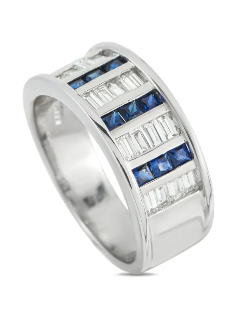 LB Exclusive platinum diamond and sapphire ring