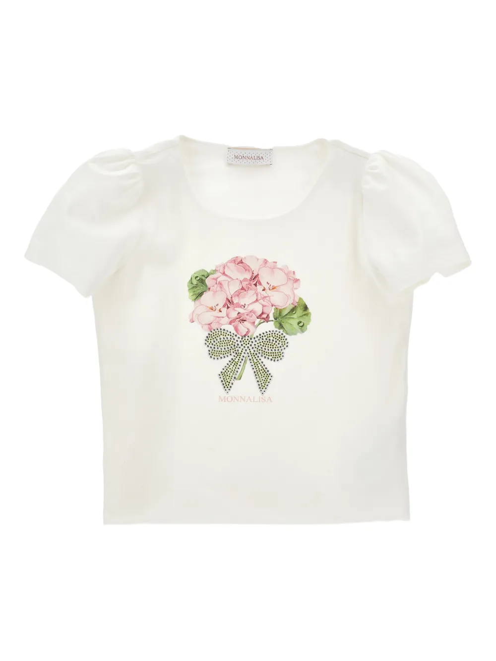 Monnalisa T-shirt a fiori - Bianco