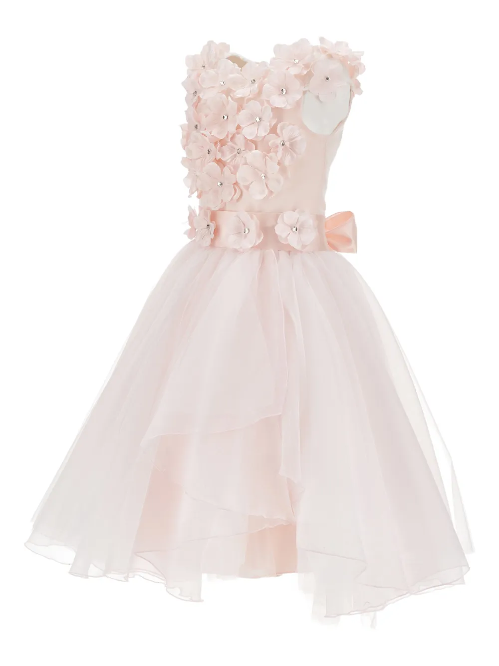 Monnalisa Jurk met bloemenpatch en strik Roze