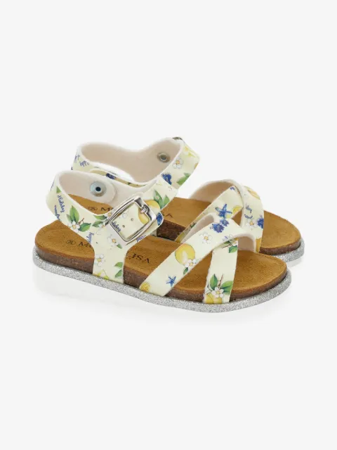 Monnalisa buckle floral sandals