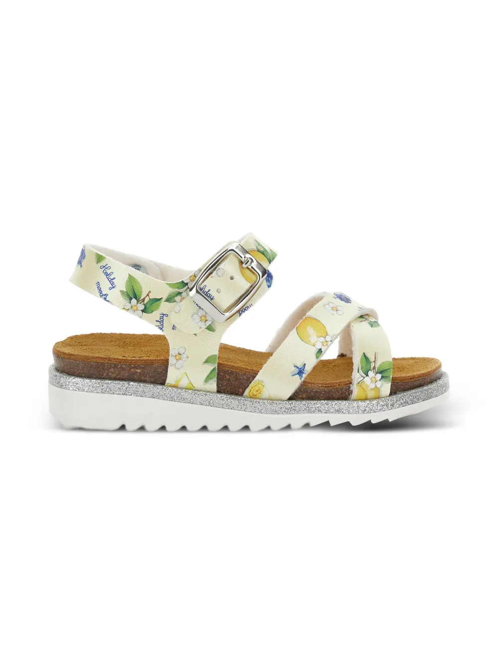 Monnalisa Sandalen met gesp en bloemdetail Beige