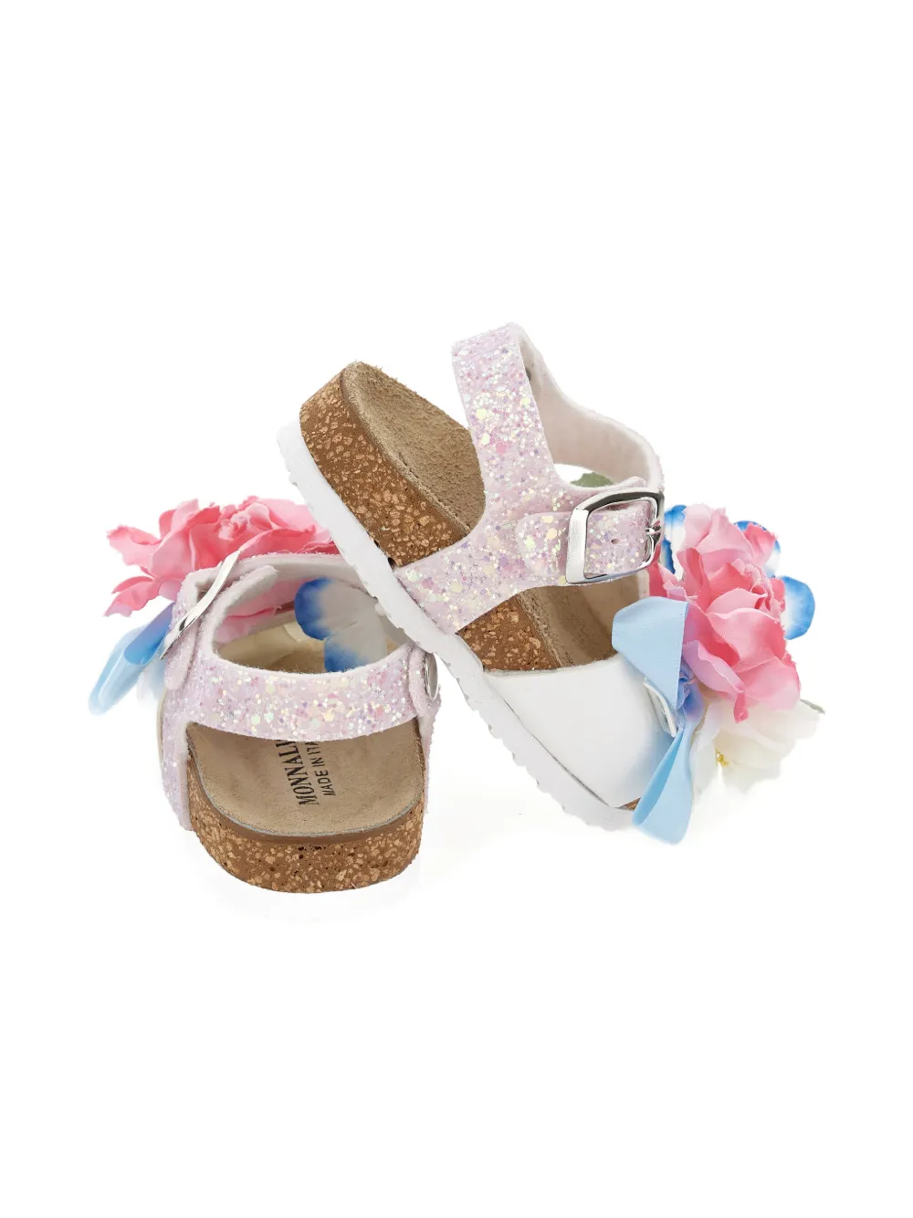 Monnalisa Sandalen met bloemapplicatie en glitters Roze