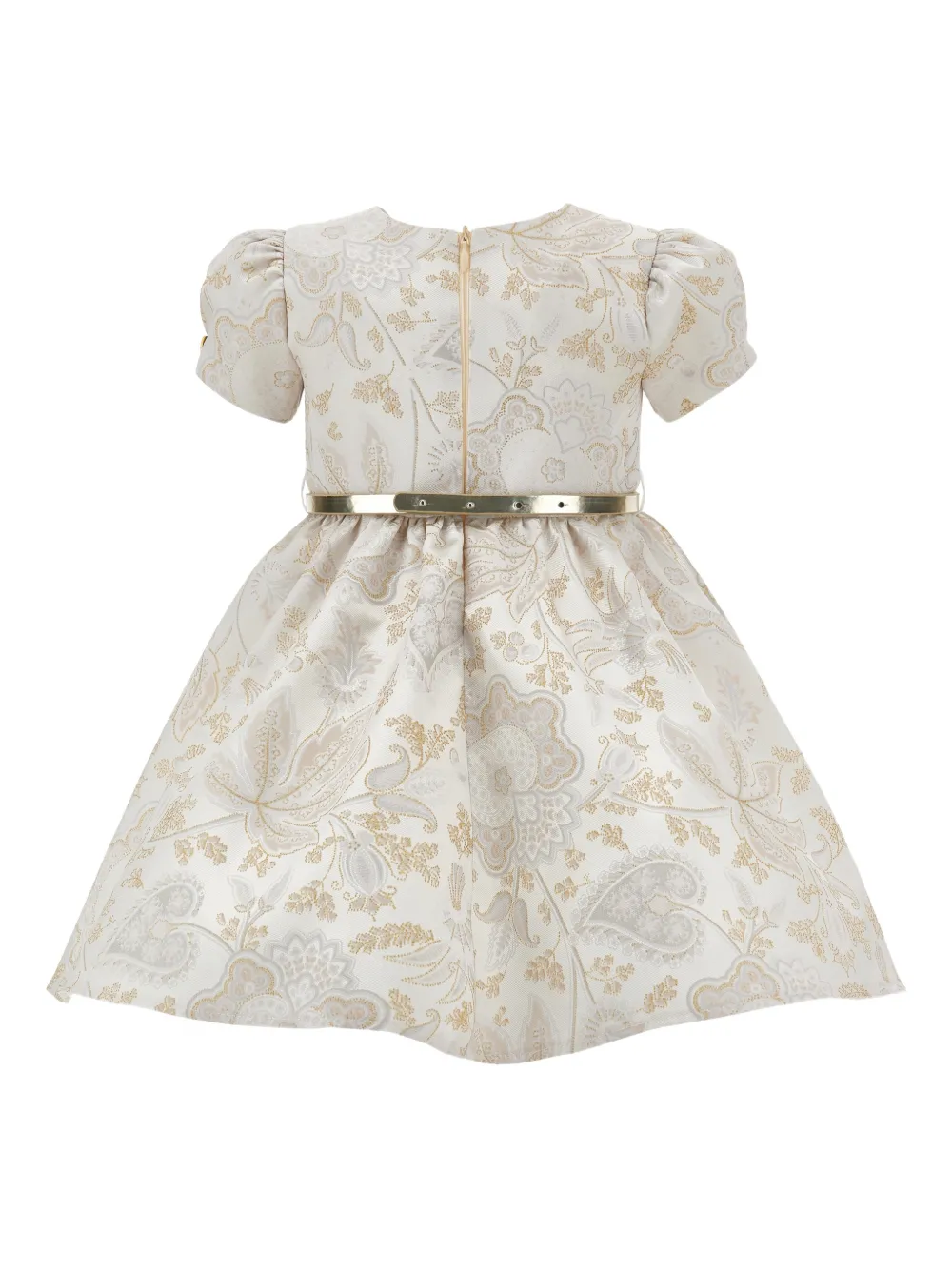 Monnalisa Jurk met paisley-print en strik - Beige