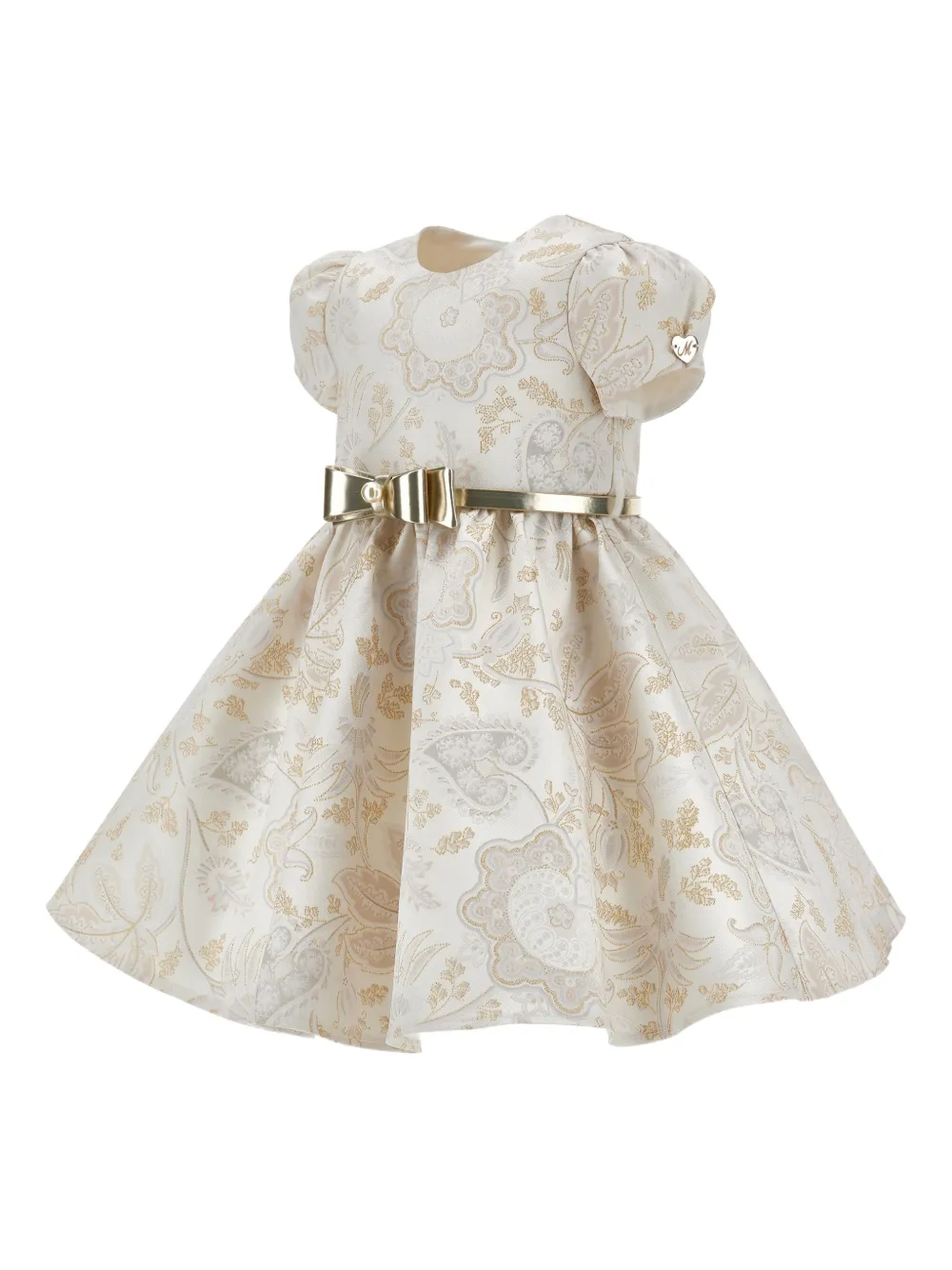 Monnalisa Jurk met paisley-print en strik Beige